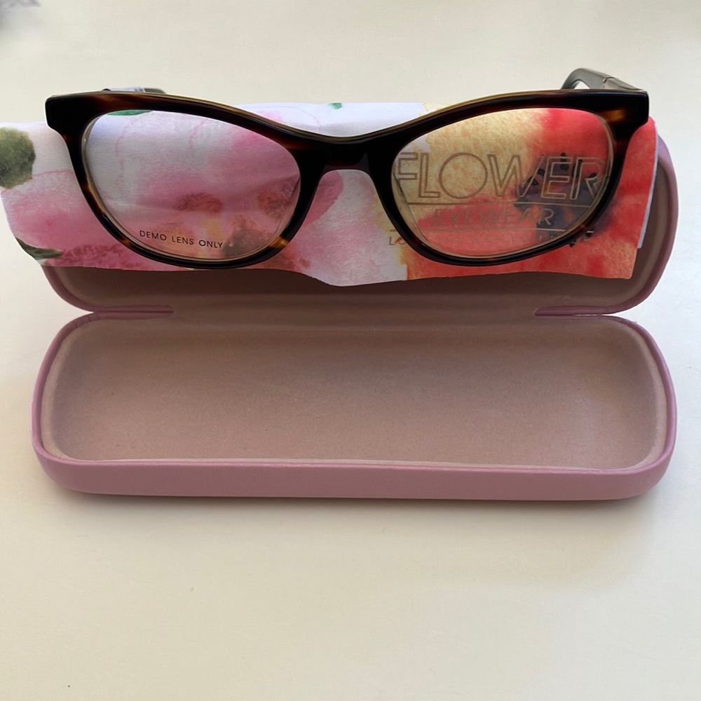 FLOWER TORTOISE FEMININE CATEYE EYEGLASSES 50-19 LADIES EYEGLASSES RXABLE
